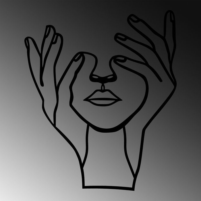 Wallity Hand Face Escultura de Pared de Metal Negra